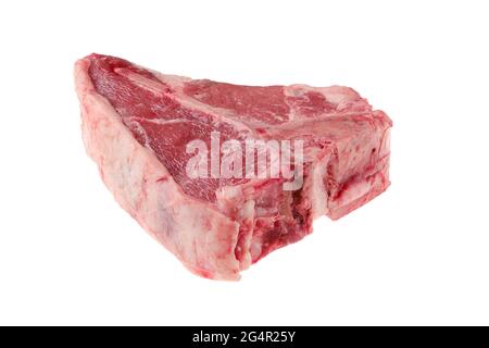 Steak de portreuse cru, viande de bœuf de qualité supérieure isolée sur fond blanc Banque D'Images