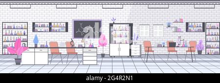 vide aucun laboratoire de recherche chimique avec différents équipement scientifique concept d'éducation scientifique en milieu de travail Illustration de Vecteur