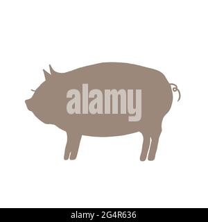 Silhouette de cochon. Sur fond blanc. Banque D'Images