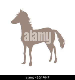 Silhouette de cheval. Sur fond blanc. Banque D'Images