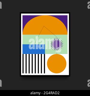 Affiche géométrique colorée de style suisse. Un format de grand format minimaliste. Motif scandinave. Illustration vectorielle Illustration de Vecteur