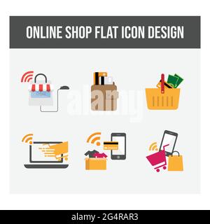 Icônes de commerce électronique et de shopping en ligne. Collection Flat design. Vecteur créatif de processus d'e-business avec des icônes plates, Infographic design de e-commerce Illustration de Vecteur