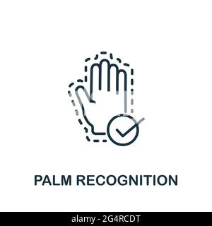 Icône de notion de récupération Palm de la collection d'authentification. Elément de ligne simple symbole Palm Recogconcept pour les modèles, la conception web et les infographies Illustration de Vecteur