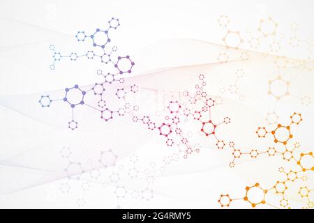 Science network pattern, la connexion de lignes et points. La structure moléculaire de la technologie d'hexagones ou connecter deux éléments Illustration de Vecteur