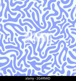 Motif sans couture avec courbes en bleu. Labyrinthe abstrait aux formes organiques arrondies. Design pour l'impression, le tissu, le papier peint Illustration de Vecteur