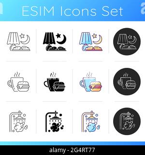 Icônes de routine quotidiennes définies Illustration de Vecteur