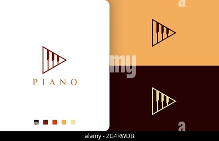 Logo triangulaire ou icône de piano avec un style simple et moderne adapté à la marque de classe d'apprentissage de piano en ligne Illustration de Vecteur