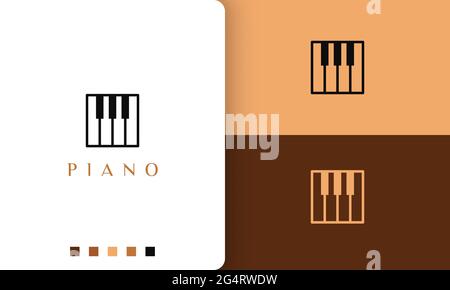 logo piano carré de style simple et moderne, idéal pour les musiciens ou les studios de musique Illustration de Vecteur
