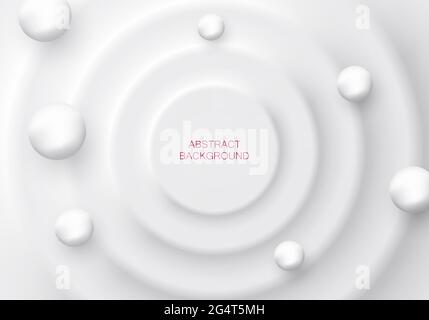 Arrière-plan abstrait dans le style du néomorphisme. Ondule sur l'eau avec des sphères Illustration de Vecteur