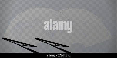 Large pare-brise de voiture avec deux essuie-glaces sur transparent Illustration de Vecteur
