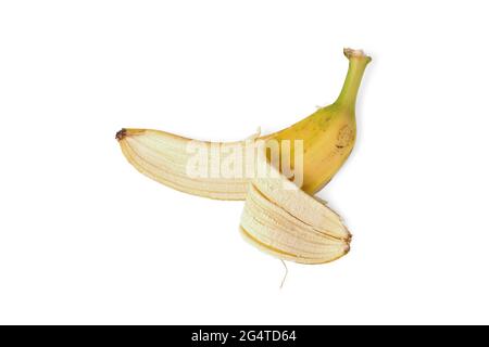 Pelure de banane isolée sur fond blanc Banque D'Images