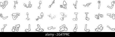 Main et jambes de dessin animé. Jambes et mains. Pieds et gant personnage de main ou pied dans les baskets donnant sur pied, marchant et courant. Illustration vectorielle isolée Illustration de Vecteur