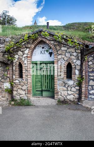 Caves à vin du village de Kobyli, dans le sud de la Moravie, République tchèque Banque D'Images