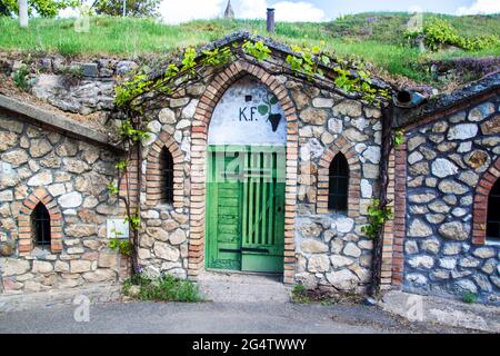 Caves à vin du village de Kobyli, dans le sud de la Moravie, République tchèque Banque D'Images