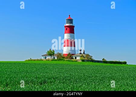 Le phare de Happisburgh à Norfolk, Angleterre, Royaume-Uni. Banque D'Images
