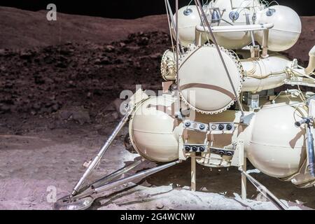 mission d'atterrissage lunaire. station de lune sur la surface du satellite Banque D'Images