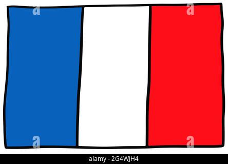 France drapeau Doodle main dessin esquisse illustration vectorielle simple Illustration de Vecteur