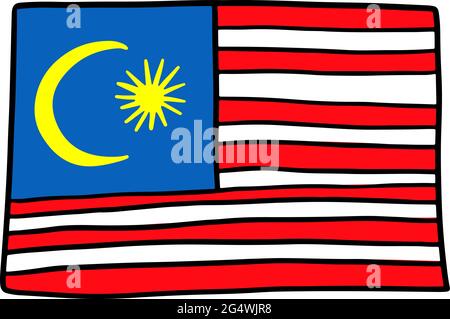 Drapeau de Malaisie Doodle main dessin esquisse illustration vectorielle simple Illustration de Vecteur