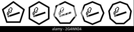 Icône de fumeurs dans les polygones avec un nombre différent de bords. Signe de cigarette Illustration de Vecteur