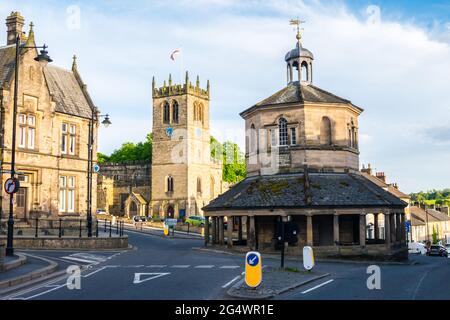 Le Butter Market Building (1747) à Barnard Castle Market Cross, Barnard Castle, Teesdale Banque D'Images