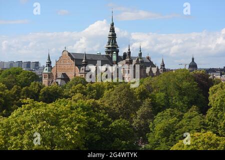 Bâtiment du musée nordique vu de Skansen, Stockholm, Suède. Le musée a été créé en 1873 par Artur Hazelius, et la construction a été achevée en 1907 Banque D'Images