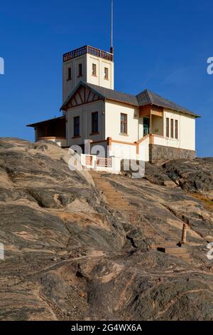 Lüderitz : ancien phare de l'île Shark, Atlantique Sud, région de Karas, Namibie Banque D'Images