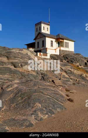 Lüderitz : ancien phare de l'île Shark, Atlantique Sud, région de Karas, Namibie Banque D'Images