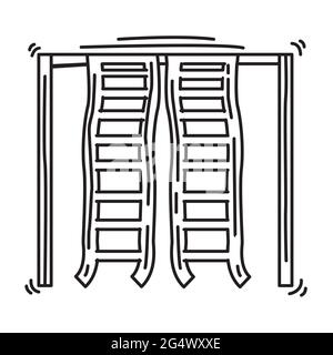 Aire de jeux pour enfants échelle d'escalade, jouer, enfants, jardin d'enfants. Jeu d'icônes dessinées à la main, contour noir, icône en forme de doodle, dessin d'icône de vecteur. Illustration de Vecteur