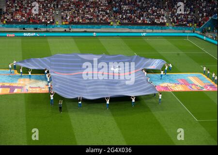 Vue générale du stade lors du match de championnat F de l'UEFA Euro 2020 entre la France et le Portugal à l'arène de Puskas, le 23 juin 2021 à Budapest, Hongrie. Photo de David Niviere/ABACAPRESS.COM Banque D'Images