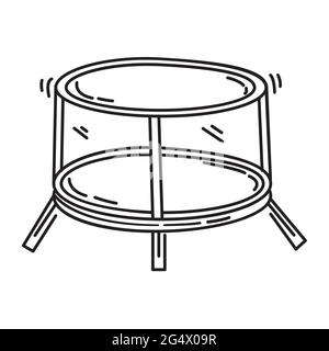 Aire de jeux enfants trampoline, jouer, enfants, jardin d'enfants. Jeu d'icônes dessinées à la main, contour noir, icône de caniche, dessin d'icône de vecteur. Illustration de Vecteur