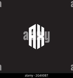 Monogramme AX logo avec modèle de forme hexagonale isolé sur fond noir Illustration de Vecteur