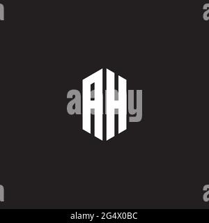 AH logo monogramme avec modèle de forme hexagonale isolé sur fond noir Illustration de Vecteur