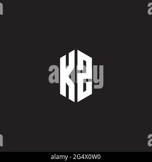 Monogramme KZ logo avec modèle de forme hexagonale isolé sur fond noir Illustration de Vecteur