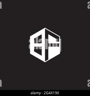 BF B F FB logo monogramme hexagone avec fond noir négatif style espace Illustration de Vecteur
