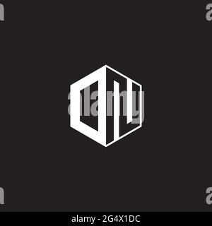 DN ND SUR logo monogramme hexagonal avec fond noir négatif style espace Illustration de Vecteur
