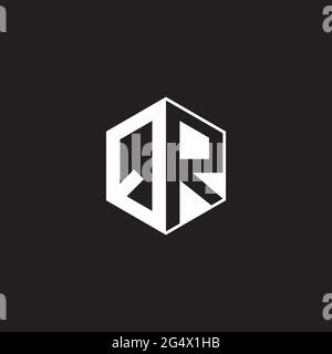 QR Q R RQ logo monogramme hexagonal avec fond noir négatif style espace Illustration de Vecteur