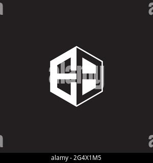 EB E B BE logo monogramme hexagone avec fond noir négatif style espace Illustration de Vecteur