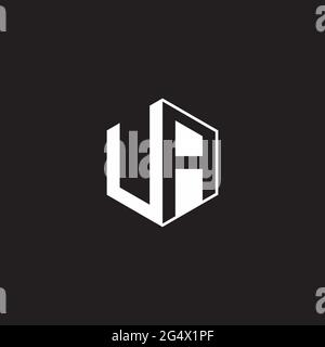 UA U A au logo monogramme hexagone avec fond noir négatif style espace Illustration de Vecteur