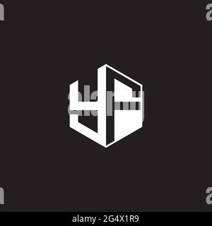 YF y F FY logo monogramme hexagonal avec fond noir négatif style espace Illustration de Vecteur