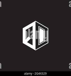 QO Q O OQ logo monogramme hexagonal avec fond noir négatif style espace Illustration de Vecteur