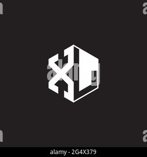 XL X L LX logo monogramme hexagonal avec fond noir négatif style espace Illustration de Vecteur