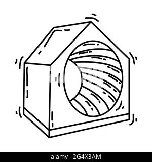 Terrain de jeu pour enfants roue de hamster, jouer, enfants, jardin d'enfants. Jeu d'icônes dessiné à la main, contour noir, icône de doodle, dessin d'icône de vecteur. Illustration de Vecteur