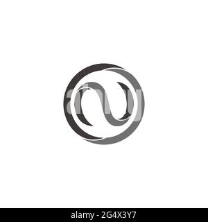 lettre n mouvement cercle 3d ombre plate géométrique logo vecteur Illustration de Vecteur