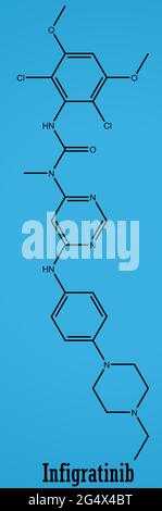 Infigratinib est un médicament anti-cancer utilisé pour traiter le cholangiocarcinome (cancer du canal biliaire). Inhibiteur de tyrosine kinase, FGFR1, FGFR2, FGFR3 Banque D'Images