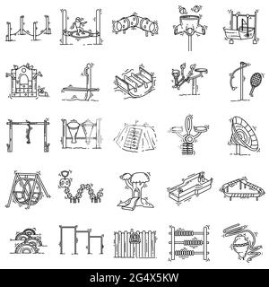 Jeu d'icônes pour enfants, jeux, enfants, jardin d'enfants. Jeu d'icônes dessinées à la main, contour noir, icône en forme de doodle, dessin d'icône vectoriel. Illustration de Vecteur