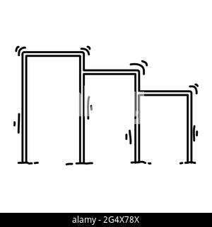 Aire de jeux enfants Triple tirette, jouer, enfants, jardin d'enfants. Jeu d'icônes dessinées à la main, contour noir, icône de caniche, dessin d'icône de vecteur. Illustration de Vecteur