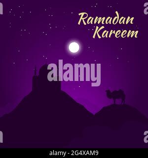 Nuit islamique, ramadan kareem avec ornement, illustration vectorielle Illustration de Vecteur