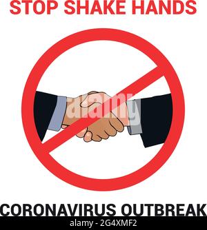 Panneau stop poignée de main. Épidémie de virus Corona. Illustration vectorielle Illustration de Vecteur