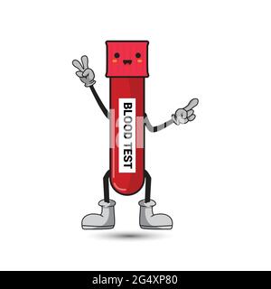 Dessin animé de bouteille de test de sang rouge. Dessin graphique d'illustration vectorielle Illustration de Vecteur