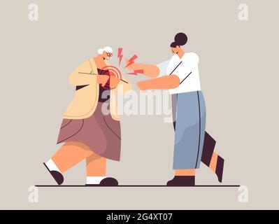 femme âgée souffrant de l'inflammation des muscles de crise cardiaque concept Illustration de Vecteur